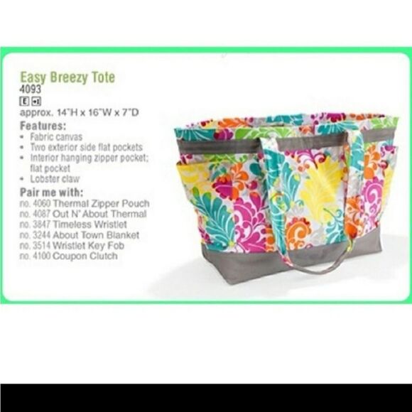 THIRTY-ONE ISLAND DAMASK EASY BREEZY TOTE BAG - Picture 1 of 16